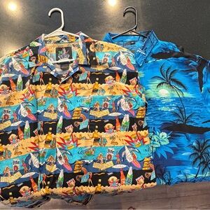 Nicole Miller Tropical Novelty Print Shirt in Turquoise, Yellow & Pink